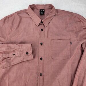 Oakley Shirt Mens XXL Long Sleeve Button Pocket Heathered Red Cotton 2XL Dress